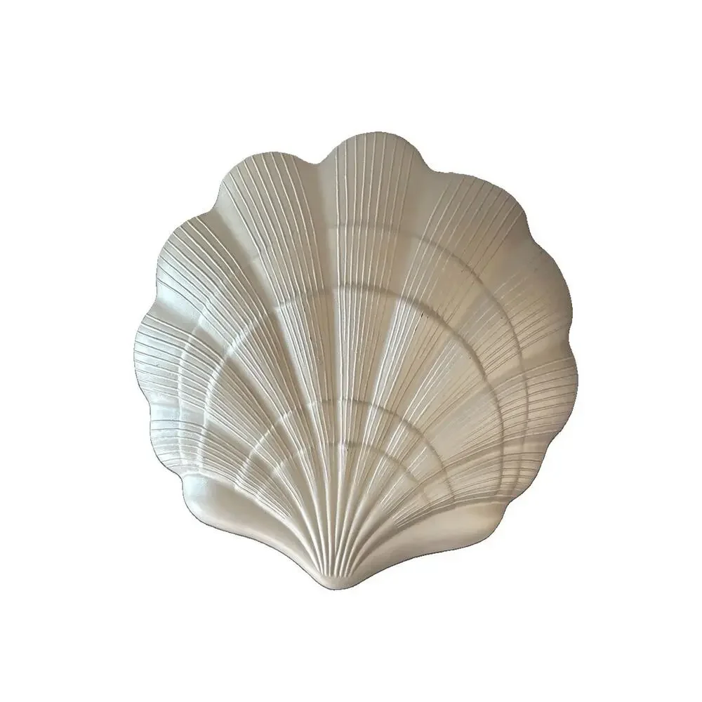 Vintage Frosted Opalescent Glass Clam Shell Serving Platter Plate Coastal 11”